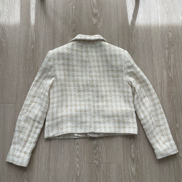 Zara Tweed Jacket Gold Ivory Size Small - Picture 7 of 10